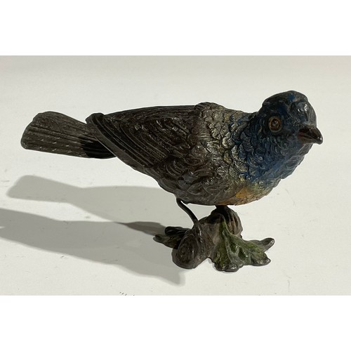 1919 - An Austrian cold painted bronze, of an owl holding a mouse in its beak, 4.5cm high, Vienna, c.1900; ... 