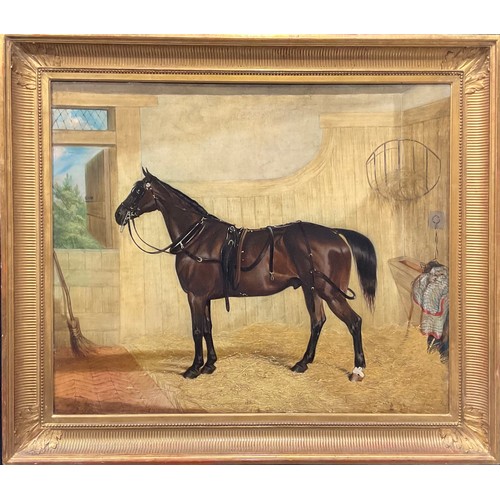 752 - T. W. Wombile, (Victorian school, exhibited 1834-1837) 
Horse in a Stable 
signed, oil on canvas, 63... 