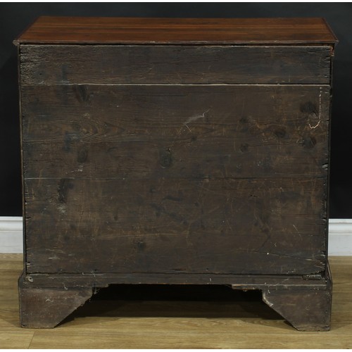 1735 - A George II oak chest, rectangular top with moulded edge above four long graduated drawers, swing ha... 