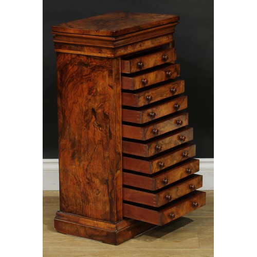 2300 - A Victorian walnut Wellington collector’s specimen chest, rectangular top above ten drawers, turned ... 