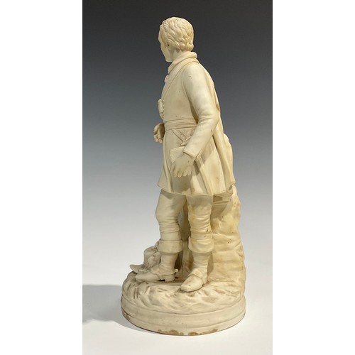 110 - A 19th century Parian ware figure, of a pilgrim, probably Copeland, 37cm high