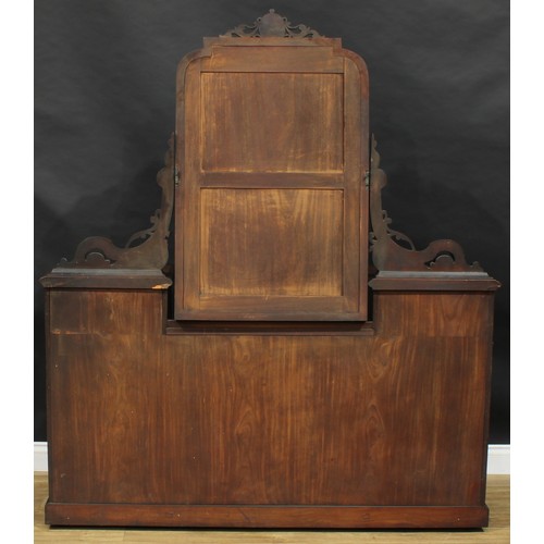 2589 - A Victorian mahogany sunken-centre dressing table, shaped rectangular mirror plate above a central f... 