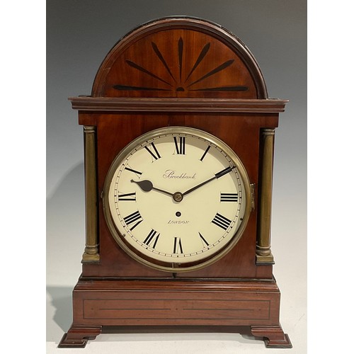 1759 - A George IV mahogany bracket clock, the 21cm circular painted dial inscribed Brockbank, London, sing... 