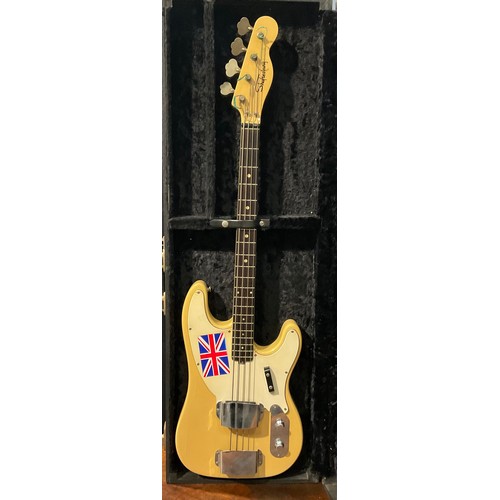 1873 - A Shaftesbury short scale electric bass guitar, telecaster style buttercream finish, c.1970, Serial ... 