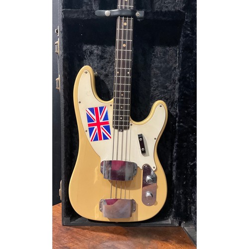 1873 - A Shaftesbury short scale electric bass guitar, telecaster style buttercream finish, c.1970, Serial ... 