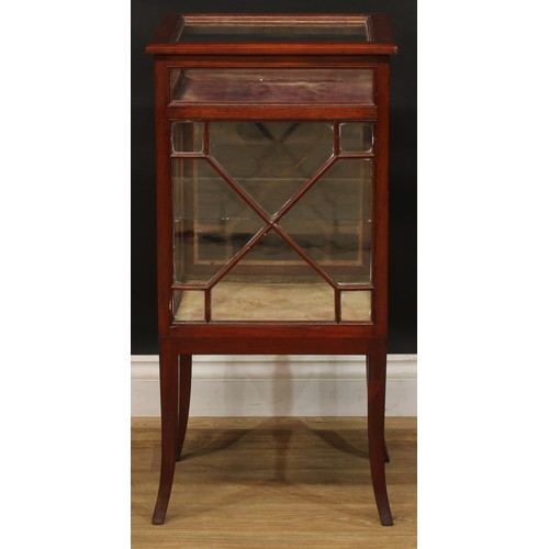 1881 - An Edwardian mahogany square combination bijouterie table and cabinet, hinged top above a rectangula... 