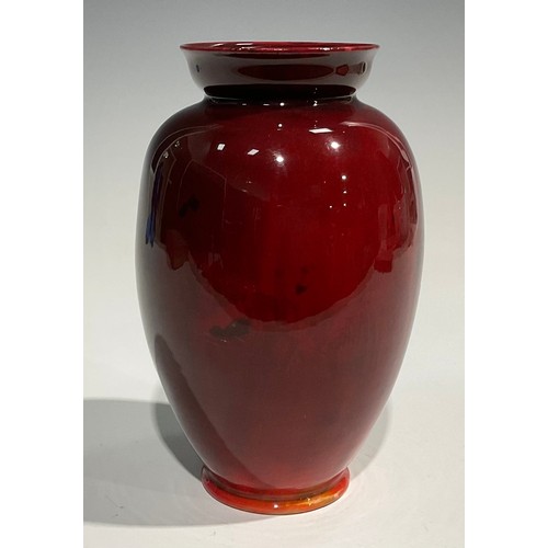 20 - A Bernard Moore flambé ovoid vase, flared rim, signed to base, 18.5cm high