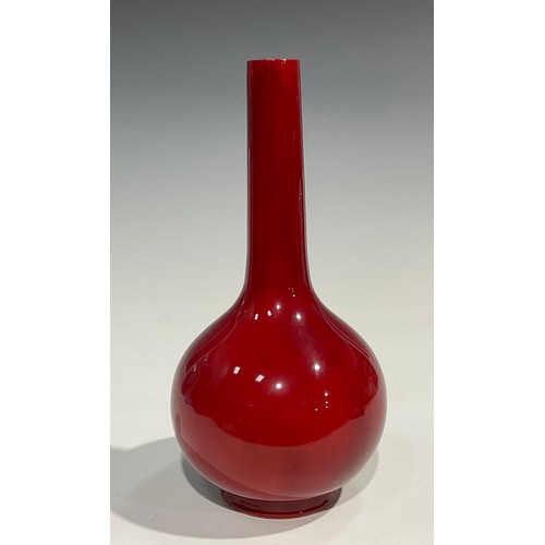 18 - A Bernard Moore flambé globular base, elongated cylindrical neck, signed to base, 29cm high