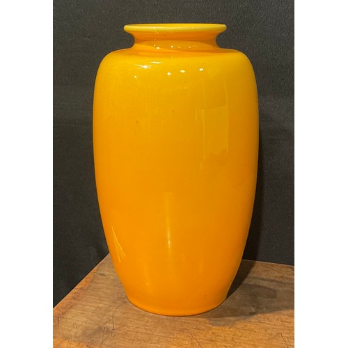 62 - A Pilkington Royal Lancastrian large ovoid vase, glazed throughout in yellow, 26cm high, shape numbe... 