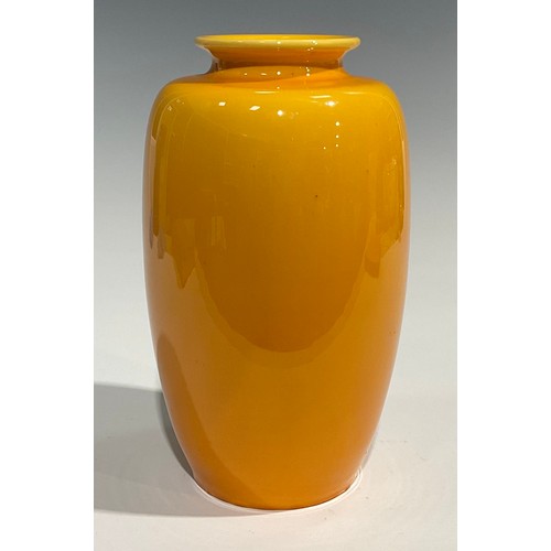 62 - A Pilkington Royal Lancastrian large ovoid vase, glazed throughout in yellow, 26cm high, shape numbe... 