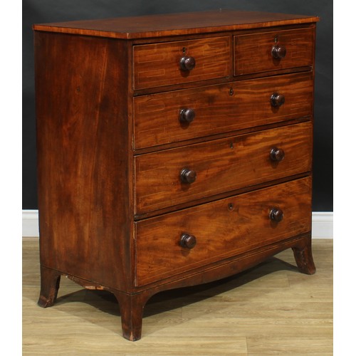 2359 - A Regency mahogany chest, slightly oversailing rectangular top above two short and three long gradua... 