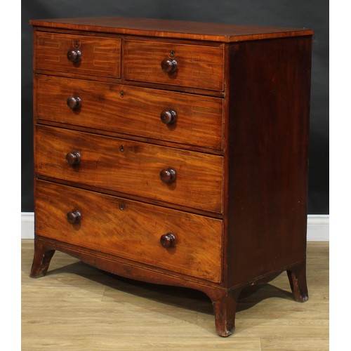 2359 - A Regency mahogany chest, slightly oversailing rectangular top above two short and three long gradua... 