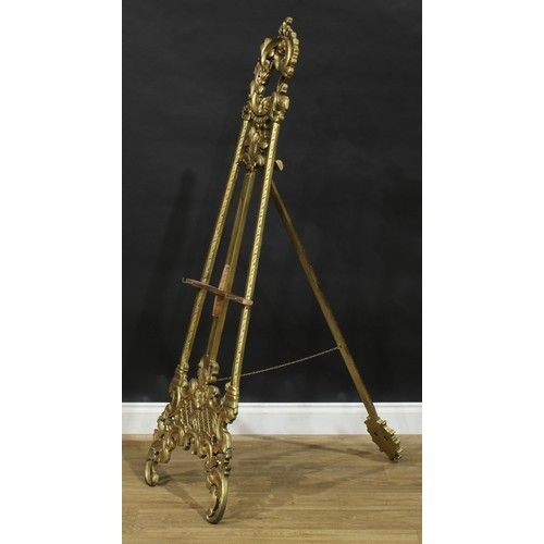 1899 - Interior Design - a giltwood floor-standing painting easel, 154cm high, 52cm wide