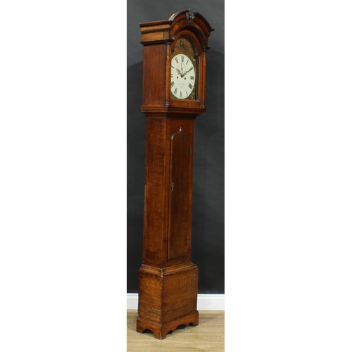 2469 - A George III oak longcase clock, 30.5cm arched painted dial inscribed Brown & Son, Bingham, Roman nu... 