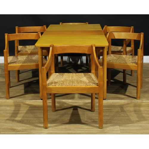 2067 - Mid-century Design - a set of six beech Carimate dining chairs, By Vico Magistretti For Habitat, env... 