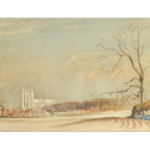 622 - Frank Armstrong
Beverley Minster from the Barracks
signed, watercolour, 25cm x 34cm
another, Recedin... 