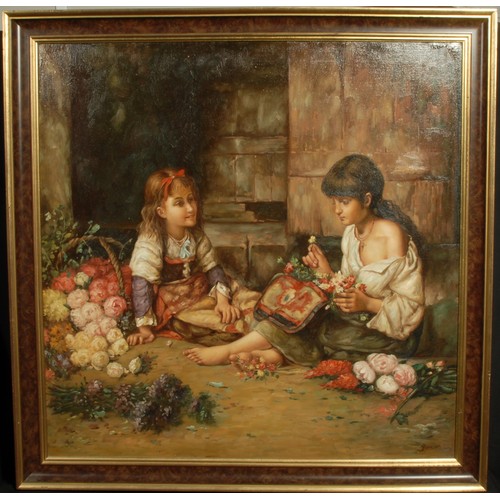 571 - Bow (Continental School, 20th century)
Making Posy Bouquets
signed, oil on canvas, 70cm x 70cm