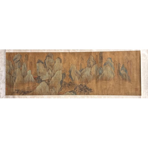 385 - A Chinese scroll painting, Birds on a Blossoming branch, inscribed with verse, red seal marks, ink M... 