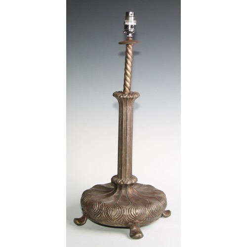 2017 - A 19th century style silvered base metal table lamp, 49cm to base of fitting