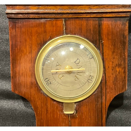 2077 - A 19th century rosewood wheel barometer, 19.5cm silvered register, hygrometer, alcohol thermometer, ... 