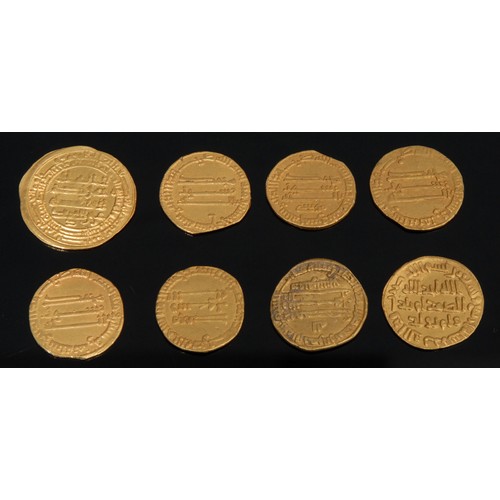 2193 - A gold Abbasid Caliphate 1 Dinar coin, 4.09g; other, 4.14g, 4.17g, 4.24g, 4.16g, 4.17g, 4.17g, 4.34g... 