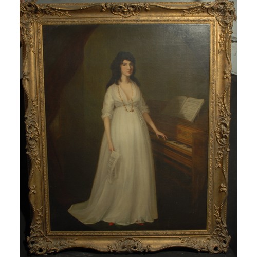 577 - English School (19th century)
Lady in White, The Casual Pianist
oil on canvas, 89.5cm x 68.5cm