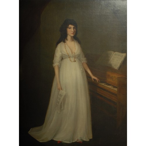 577 - English School (19th century)
Lady in White, The Casual Pianist
oil on canvas, 89.5cm x 68.5cm