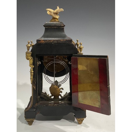 2402 - A Louis XV Revival gilt metal mounted tortoiseshell mantel clock, 9cm convex enamel dial inscribed w... 