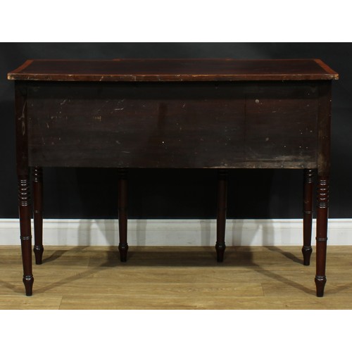 2037 - A George III Revival satinwood crossbanded mahogany serving table or sideboard, of small and neat pr... 