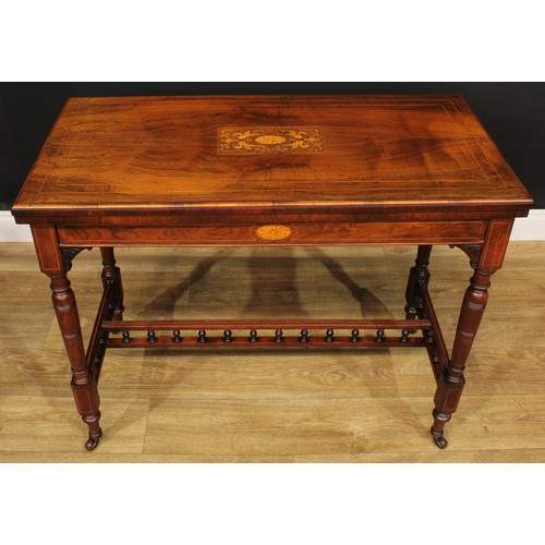 2061 - A late Victorian rosewood and marquetry card table, in the manner of Gillows of Lancaster and London... 