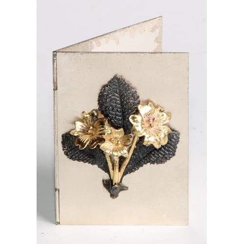 1203 - Christopher Nigel Lawrence (Bn.1936) - an Elizabeth II silver and silver-gilt greeting card, hinged ... 