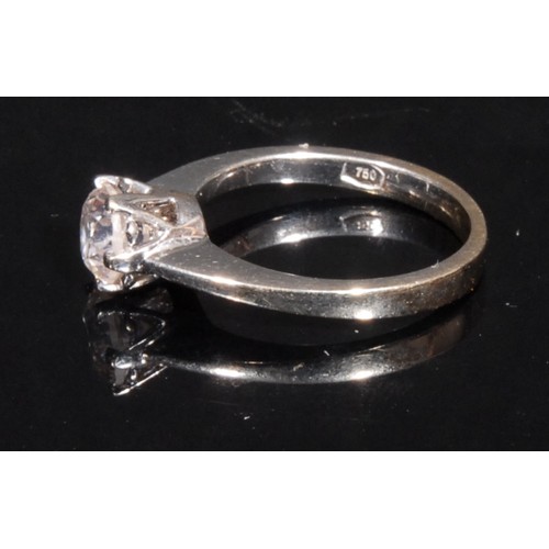 1358 - A diamond and 18ct white gold solitaire ring, the claw set round brilliant cut stone approx. 0.96ct,... 