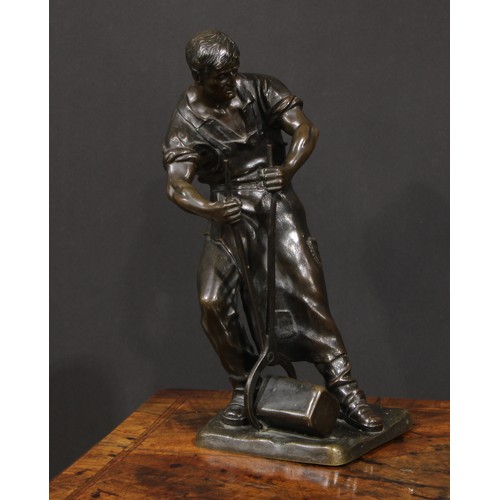 2724 - Otto Schmidt-Hofer (German, 1873–1925), a dark patinated bronze figure, Blacksmith, 37cm high