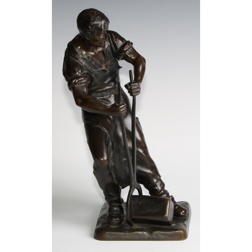 2724 - Otto Schmidt-Hofer (German, 1873–1925), a dark patinated bronze figure, Blacksmith, 37cm high