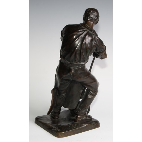 2724 - Otto Schmidt-Hofer (German, 1873–1925), a dark patinated bronze figure, Blacksmith, 37cm high