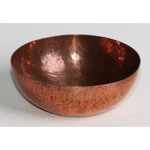 2500 - A Keswick School of Industrial Arts planished copper bowl, 10.5cm diameter; a Firth Stay Bright foot... 