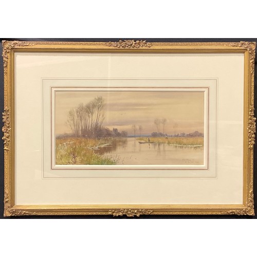 733 - Robert Winchester Fraser (1848-1906)
On the Lark, Suffolk
signed and titled, watercolour, 19.5cm x 3... 