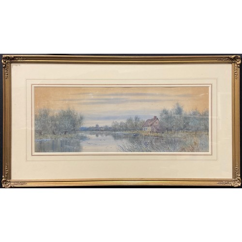 735 - Robert Winchester Fraser (1848-1906)
The Gentle River, signed, watercolour, 27cm x 72cm