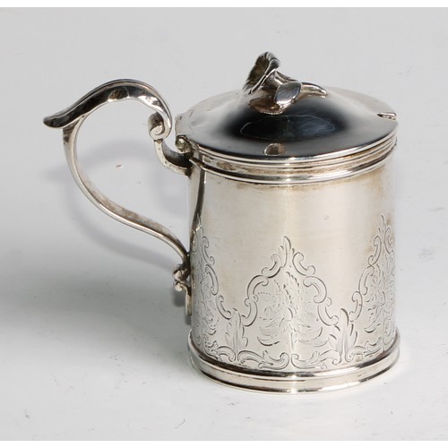 1114 - A William IV Scottish silver tankard mustard, chased floral decoration and thumb piece, Robert Gray ... 