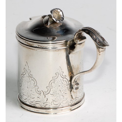 1114 - A William IV Scottish silver tankard mustard, chased floral decoration and thumb piece, Robert Gray ... 