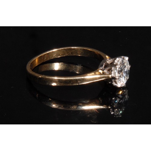 1378 - A diamond solitaire ring, round brilliant cut diamond measuring approx 6.67mm, estimated carat weigh... 