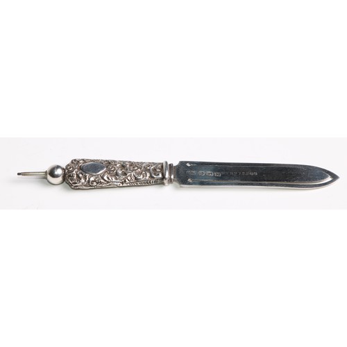 1246 - Signopaginophilia - a Victorian silver novelty combination bookmark and propelling pencil, the haft ... 