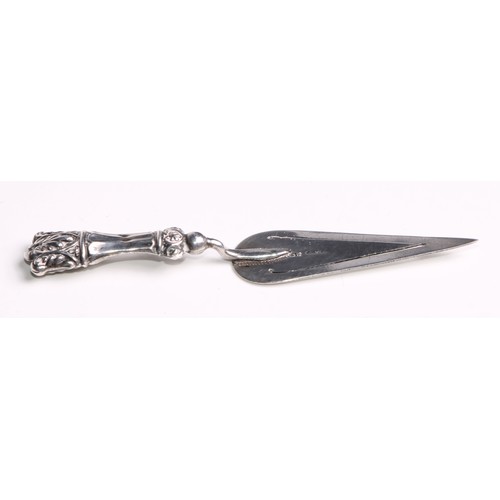 1246 - Signopaginophilia - a Victorian silver novelty combination bookmark and propelling pencil, the haft ... 