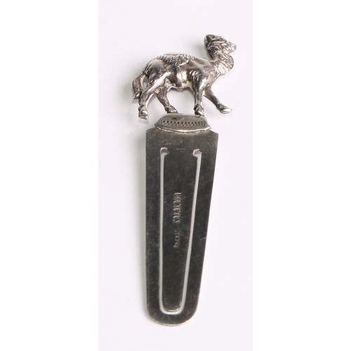 1235 - Signopaginophilia - a George V silver novelty bookmark, the terminal as an elephant, 6cm long, Adie ... 