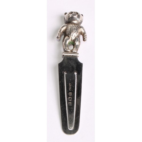 1234 - Signopaginophilia - a George V silver novelty bookmark, the terminal as a teddy bear, 6cm long, Adie... 