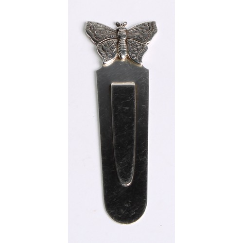 1249 - Signopaginophilia - an Elizabeth II silver novelty bookmark, the terminal as a butterfly, 8cm long, ... 