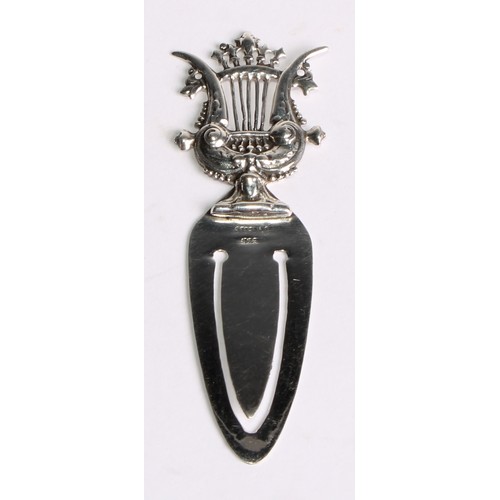 1249 - Signopaginophilia - an Elizabeth II silver novelty bookmark, the terminal as a butterfly, 8cm long, ... 