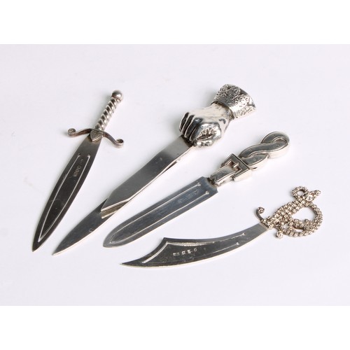 1239 - Signopaginophilia - a Victorian silver novelty bookmark, as a cutlass, 8.5cm long, Charles Horner, C... 