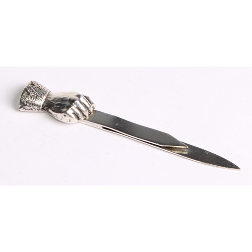 1239 - Signopaginophilia - a Victorian silver novelty bookmark, as a cutlass, 8.5cm long, Charles Horner, C... 