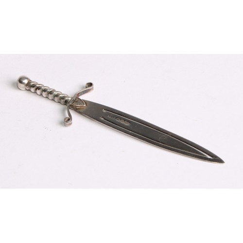 1239 - Signopaginophilia - a Victorian silver novelty bookmark, as a cutlass, 8.5cm long, Charles Horner, C... 